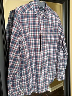 Nautica Red, Blue & White Plaid Button-Down Shirt